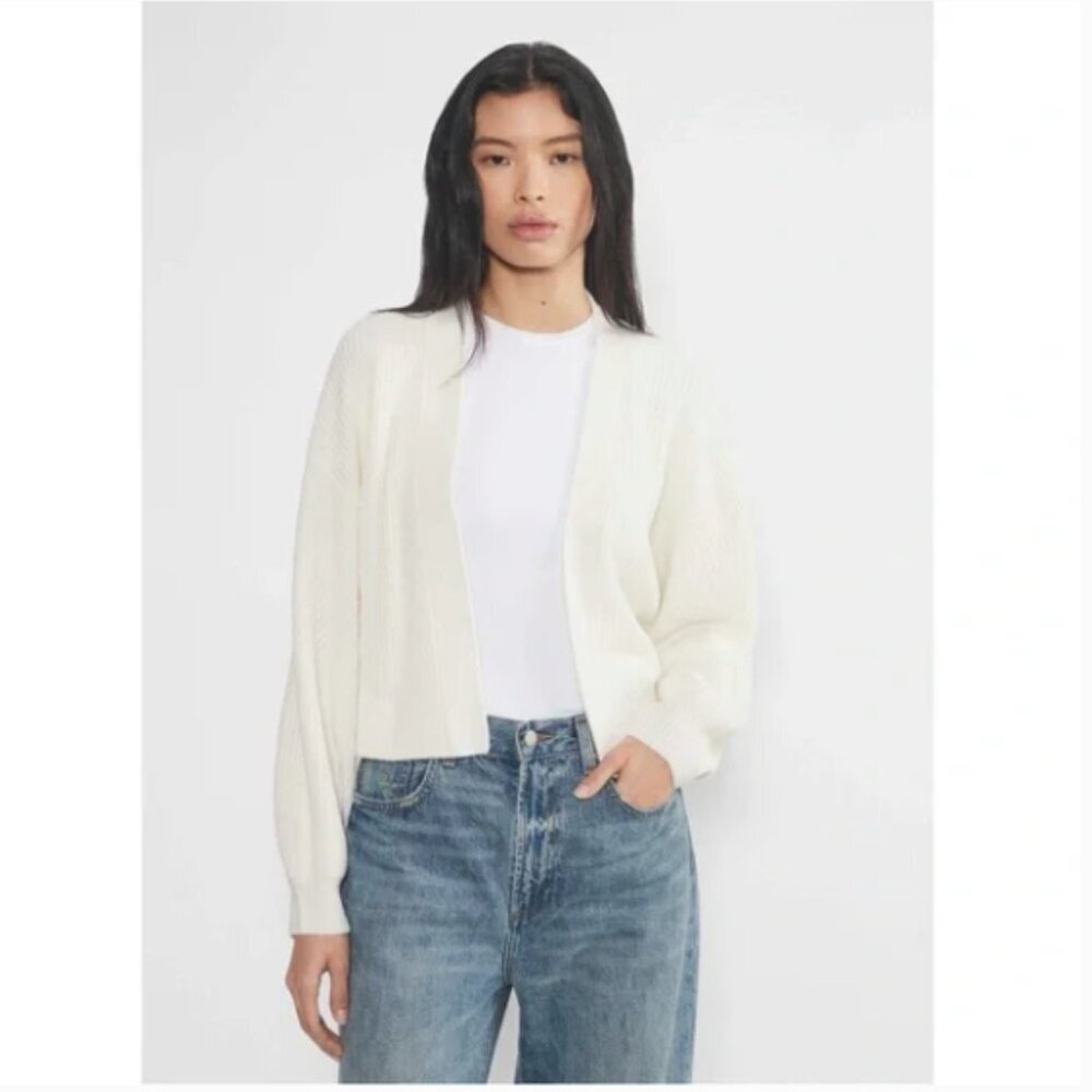 Aritzia Wilfred Free Unwind 100% Merino Wool Waist Open Front Cardigan Chic 90s